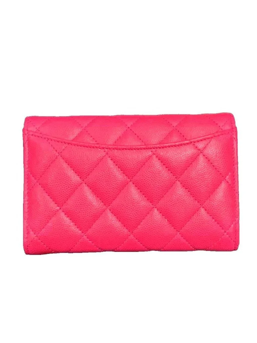 Chanel Quilted Leather Caviar Flap Wallet Twofold Pink